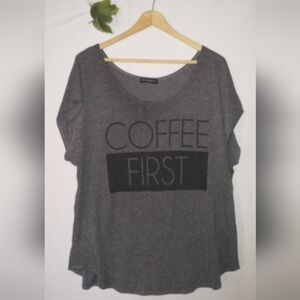 Coffee First Coffee LoversGray Graphic Tee - "Coffee First" XL